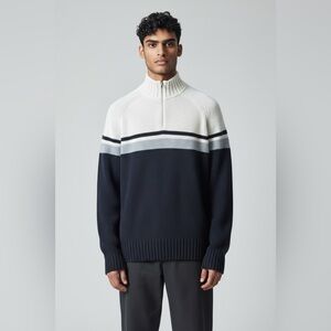 Vintage GAP Men's Navy and White Sweater L